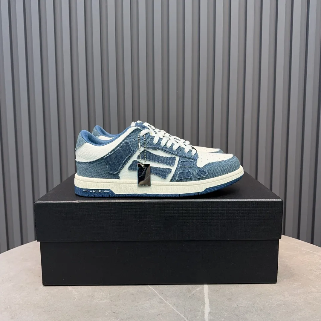 Men's men's shoes 💰600 AMIRI high street sneakers with bone sports shoes, toe layer cowhide upper, upper side bones, hand-stitched, good three-dimensional effect, customized metal LOGO, size 38-45 46